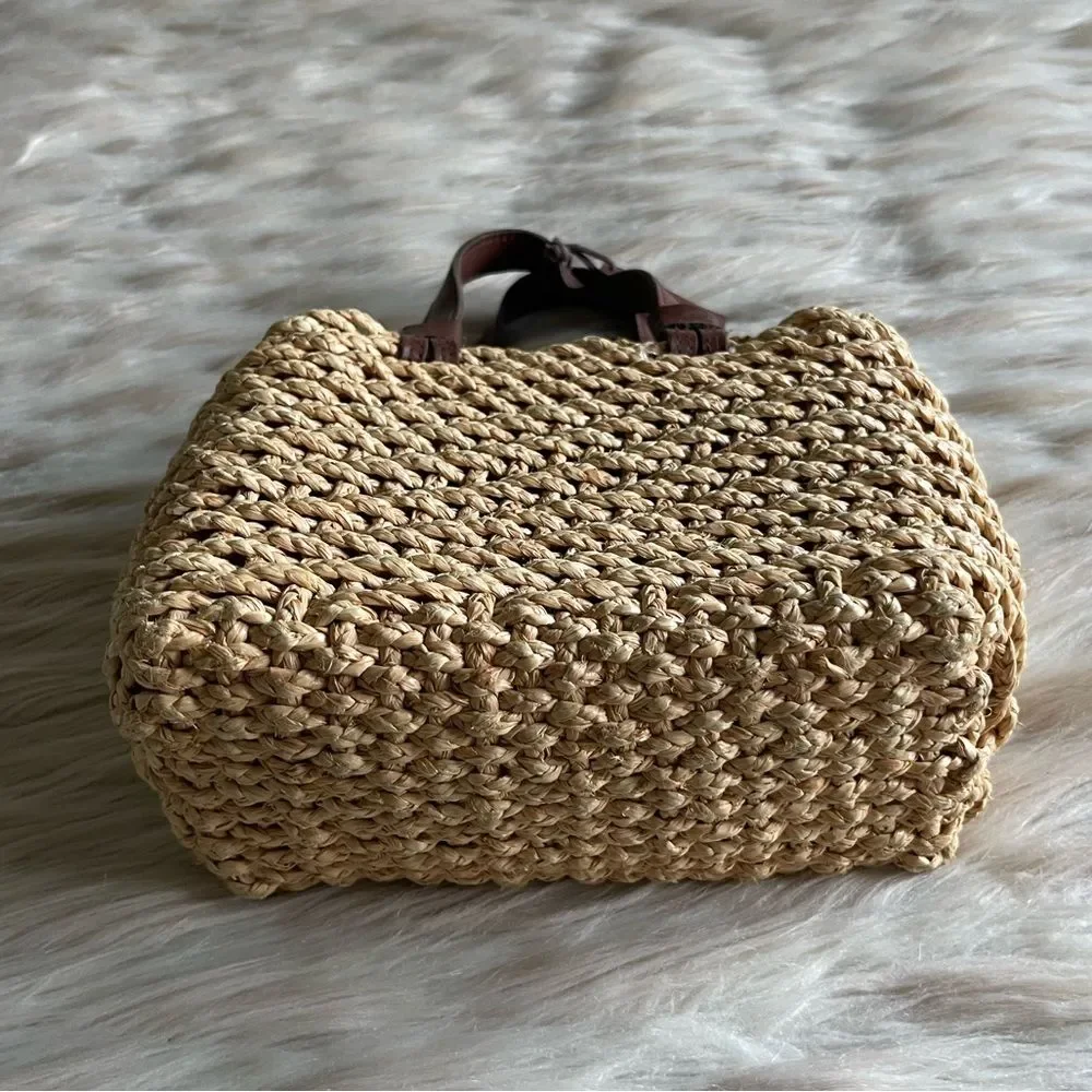 Express Y2K Straw Mini Handbag with Leather Straps